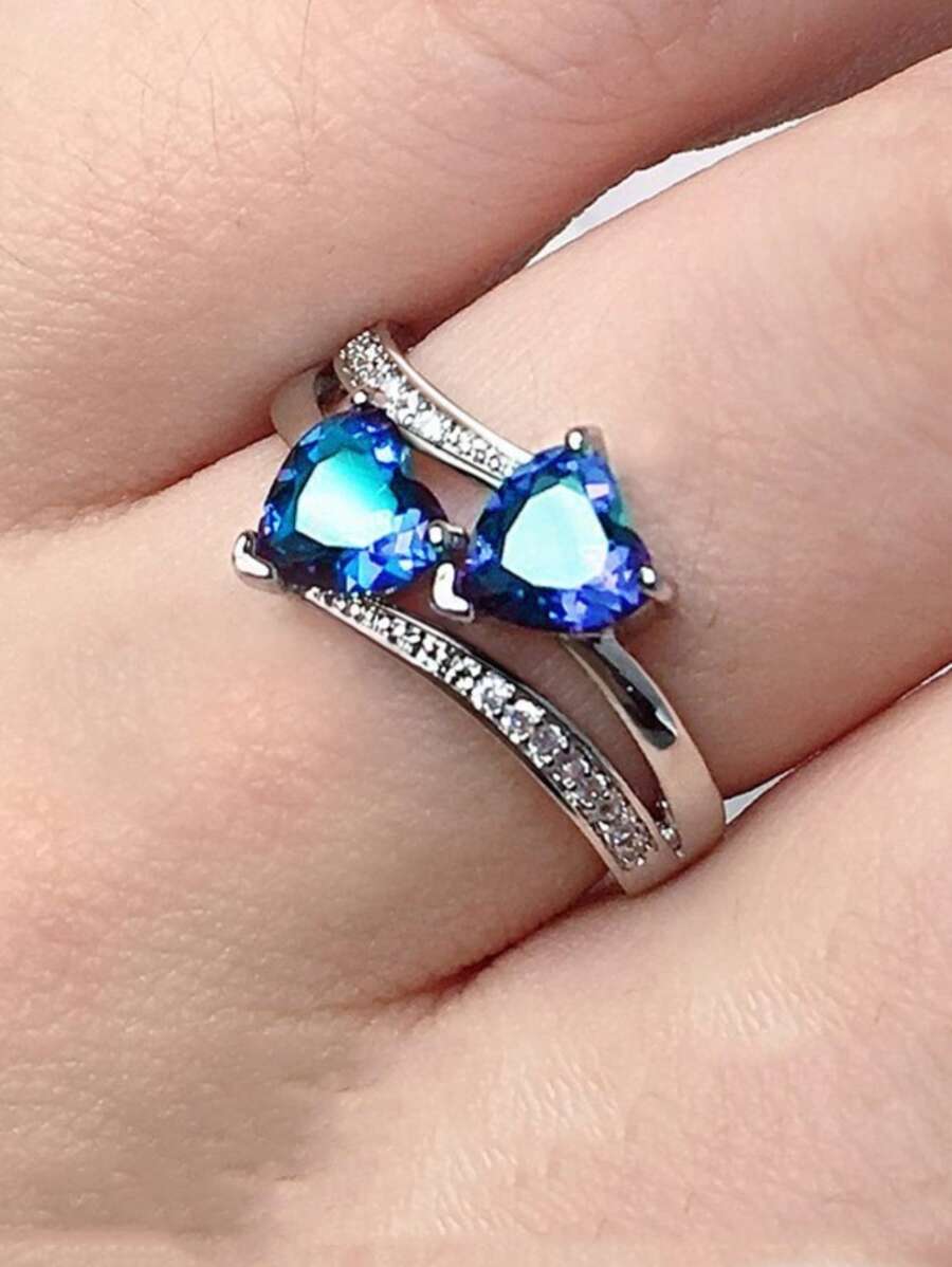 Blue Heart Ring - Blue - View 1