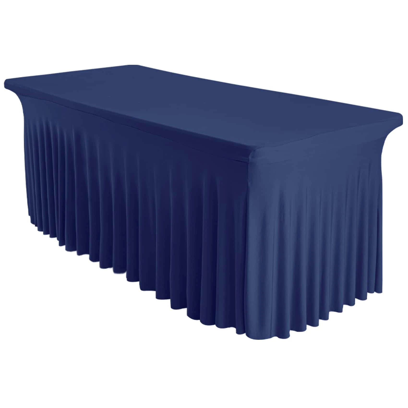 Spandex Table Skirt For Rectangle Table Stretch Tablecloth Washable Table Covers Wrinkle Resistant Fitted Table Skirt For Banquet,Wedding,Party,Restaurant,Events - Navy Blue - View 1