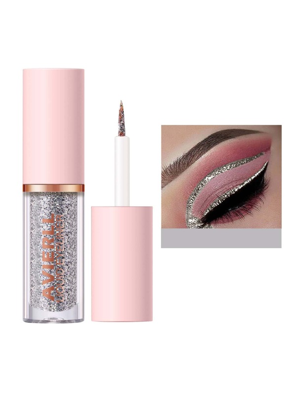 AVIERLL Eyeliner de purpurina con 10 colores, eyeliner brillante duradero y resistente al agua con colorido, fácil de colorear los ojos rápido secado maquillaje de ojos de larga duración (Color 06# 1 pieza)