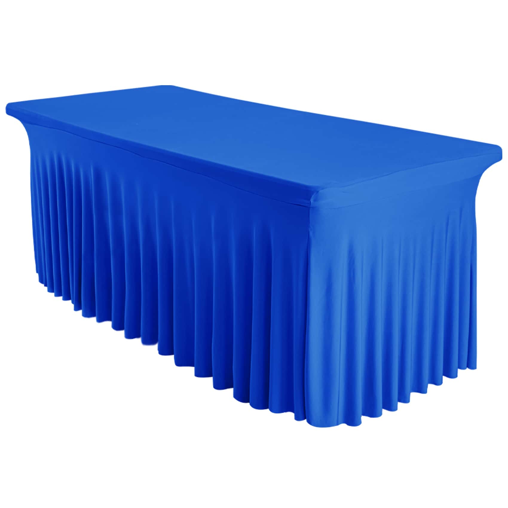 Spandex Table Skirt For Rectangle Table Stretch Tablecloth Washable Table Covers Wrinkle Resistant Fitted Table Skirt For Banquet,Wedding,Party,Restaurant,Events - 寶藍色 - 查看 1