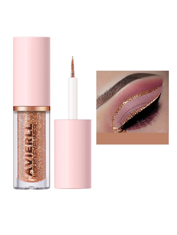 AVIERLL Eyeliner con purpurina de 10 colores, delineador de ojos con brillo duradero, resistente al agua y en colores vivos, fácil de aplicar sin manchar y de secado rápido, maquillaje de ojos de larga duración (color 07# 1 pieza)
