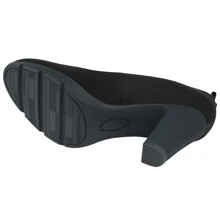 Women's Pumps Closed Round Toe Block Chunky High Heels 3 Inch Office Work Wedding Evening Shoes - 黑布 - 查看 3