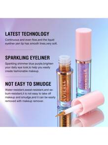 AVIERLL 1 pieza Lápiz delineador de ojos con brillo, 10 colores, delineador de ojos con brillo duradero y resistente al agua, fácil de aplicar, a prueba de manchas, de secado rápido, maquillaje de ojos de larga duración (Color #7) - Delineador líquido 07# - Ver 7