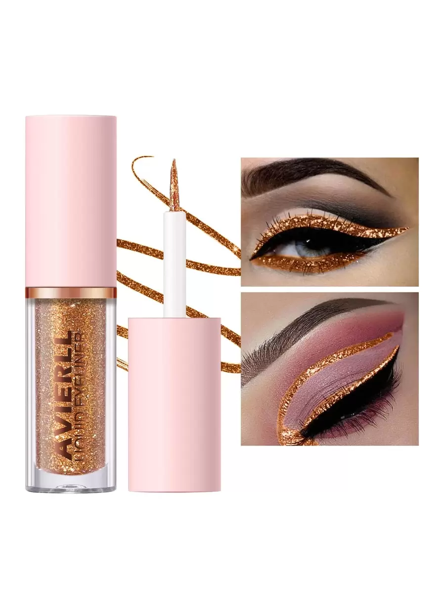AVIERLL Eyeliner de Purpurina de 10-Colores, Eyeliner colorido impermeable y duradero de larga duración con brillo y secado rápido sin manchar para una fácil coloración del ojo (Color 08 # 1 pieza)