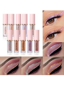 AVIERLL Eyeliner de Purpurina de 10-Colores, Eyeliner colorido impermeable y duradero de larga duración con brillo y secado rápido sin manchar para una fácil coloración del ojo (Color 08 # 1 pieza)