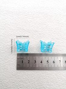 10 件裝女式 Ab 顏色蝴蝶設計塑膠髮夾適合日常使用 - 藍色 - 查看 5