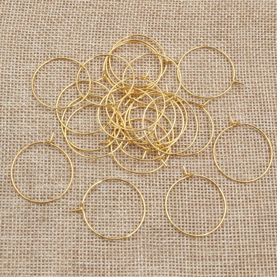 50 piezas Pendientes círculo aros cable DIY Fabricación de joyas Accesorios - Dorado - Ver 1