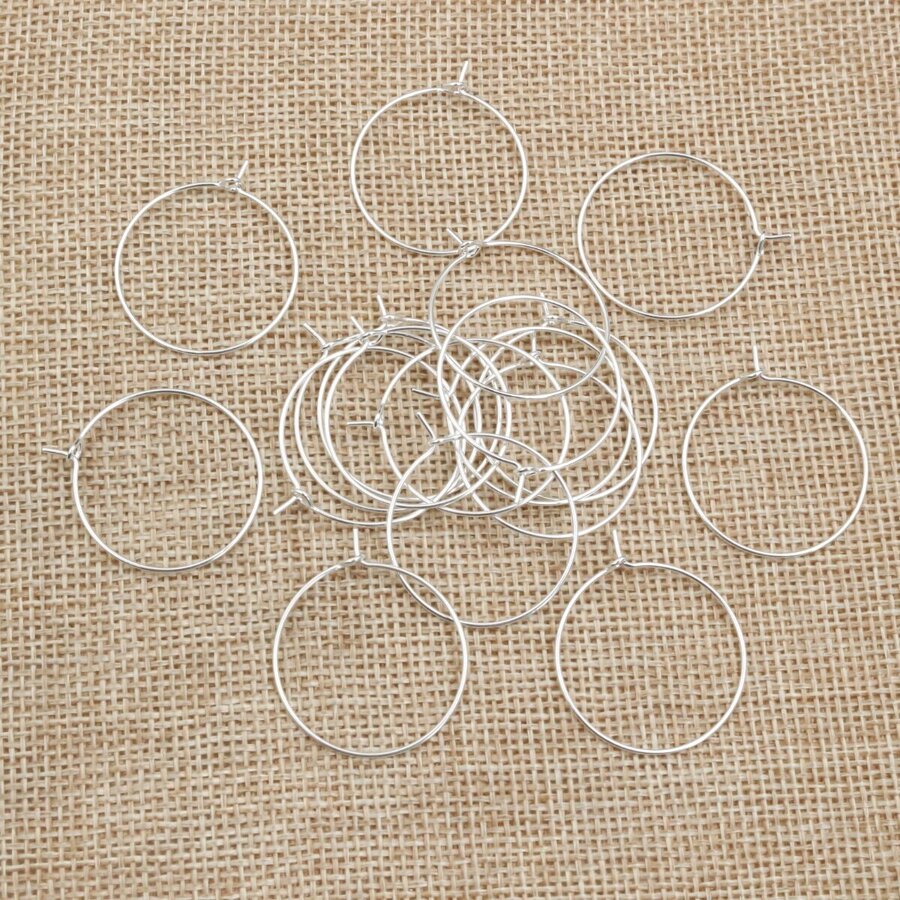 50pcs Earrings Circle Hoops Wire DIY Jewelry Making Accessories - Silver - View 1