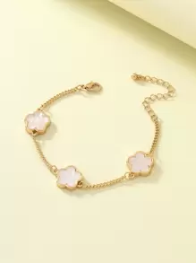 1入復古金屬派對幸運草手鍊，派對和婚禮風格，女士幸運草設計 - 白色 - 查看 2