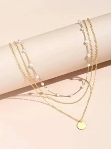 1pc Simple Multi-layer Collarbone Necklace Suitable For Women - Gold - View 2