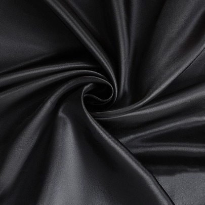 1pc Black Polyester Satin Material, Artificial Silk Fabric For Clothing Diy And Wedding Decoration