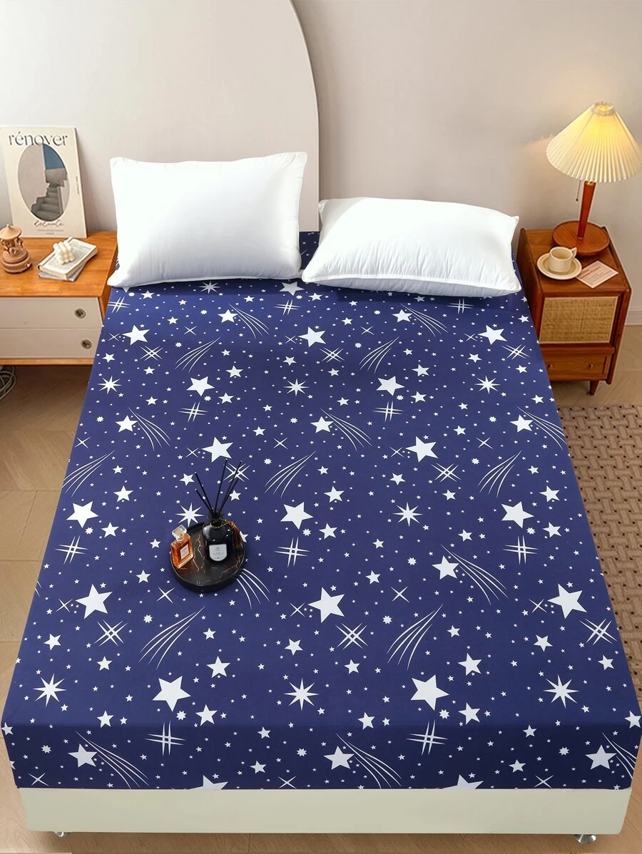 1 件精美流星印花床笠 - 藏蓝色 - 查看 1