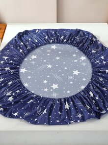 1 件精美流星印花床笠 - 藏蓝色 - 查看 2