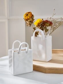 1pc Bag Design Flower Vase, White Flower Wrapping Bag, For Home Decor,Home Decor,Flower Vase,Centerpiece,Table Decor Room Decor Glass Vase - White - View 3