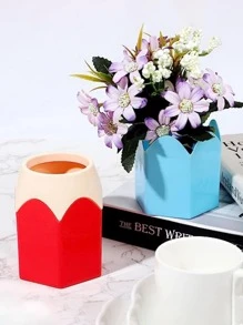 5入組/套鉛筆形筆筒桌子收納杯子卡通文具架創意化妝工具收納合適和辦公室裝飾用品(鉛筆和眼鏡不包含,隨機顏色)