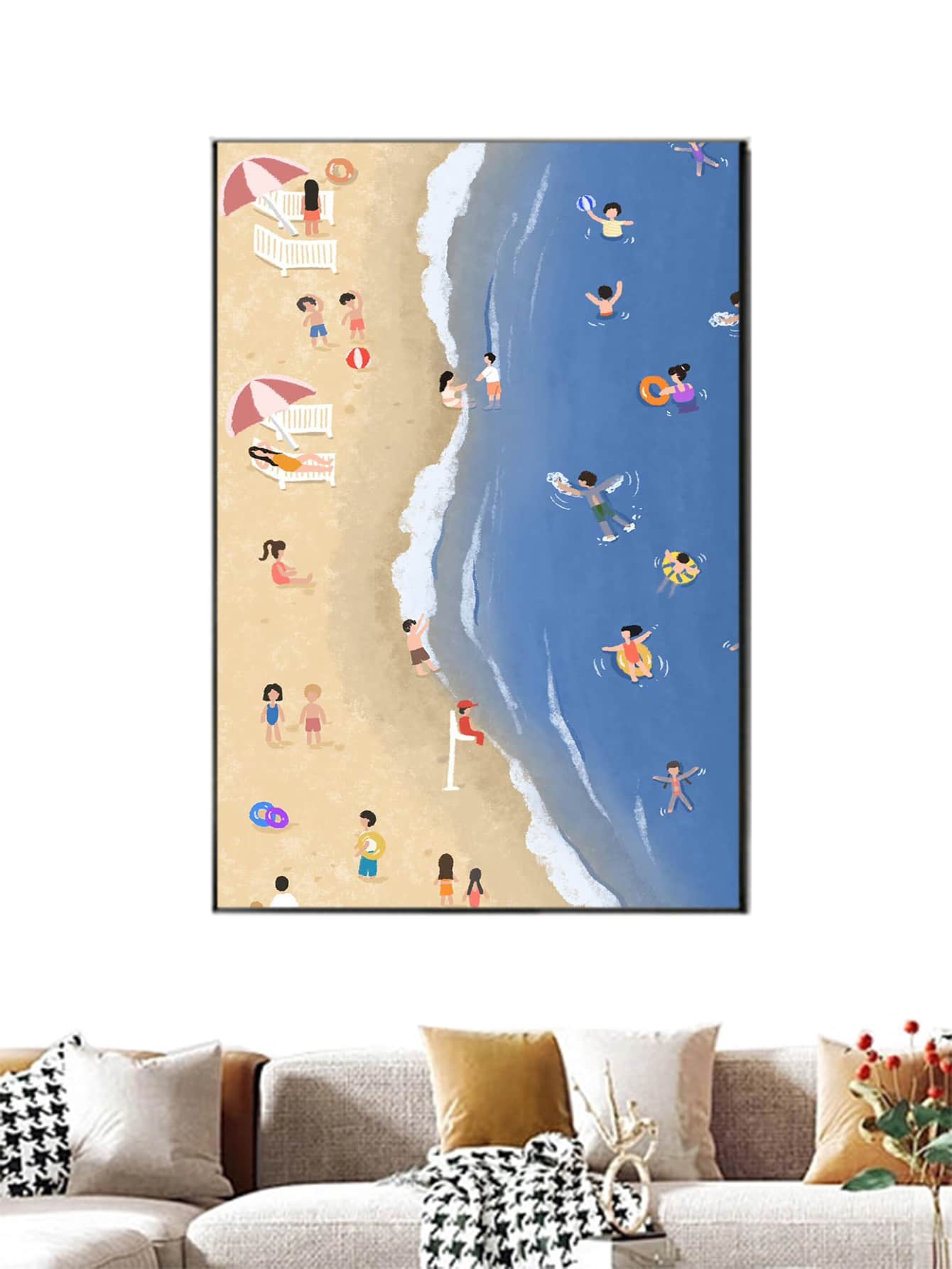 Tranh vẽ bãi biển sân chơi tự làm tranh kim cương nhựa hoạt hình tác phẩm nghệ thuật trang trí nhà thủ công mặt dây chuyền kim cương tròn đầy sáng tạo quà tặng thêu chữ thập - Nhiều màu - Xem 1