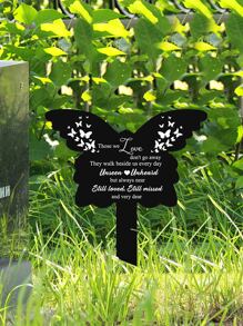1 Miếng Acrylic Đài kỷ niệm Loại bướm Đài kỷ niệm Đối với Ngoài trời Love Sân vườn Trang trí Không thấm nước Acrylic Người đánh dấu Đen Stake Khu vườn Đối với Ngoài trời - màu đen - Xem 2