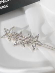 1個女士五角星鑲鑽髮夾瀏海bb夾 - 銀色 - 查看 5