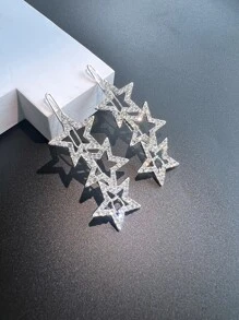 1個女士五角星鑲鑽髮夾瀏海bb夾 - 銀色 - 查看 2