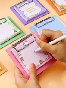 1pc Cartoon Bear Pattern Sticky Note, Cute Multi-purpose Easy To Post Writable Sticky Note For School Student, Office - Pink - View 3
