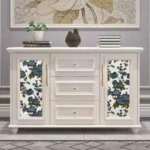 3D歐式花卉和植物牆紙客廳背景牆臥室牆面裝飾牆紙貼紙防水和防潮PVC家具裝修自黏式貼紙 - 白色 - 查看 2