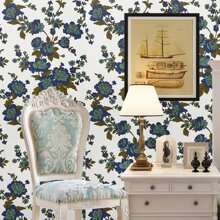 3D歐式花卉和植物牆紙客廳背景牆臥室牆面裝飾牆紙貼紙防水和防潮PVC家具裝修自黏式貼紙 - 白色 - 查看 6