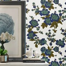 3D歐式花卉和植物牆紙客廳背景牆臥室牆面裝飾牆紙貼紙防水和防潮PVC家具裝修自黏式貼紙 - 白色 - 查看 4