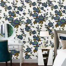 3D歐式花卉和植物牆紙客廳背景牆臥室牆面裝飾牆紙貼紙防水和防潮PVC家具裝修自黏式貼紙 - 白色 - 查看 3