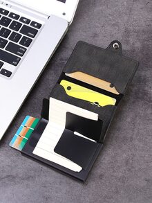 Wcarno 極簡固色商務卡片夾皮夾輕便攜帶信用卡、身份證、白領出差旅行,送禮、送情、送福利禮品、配件、禮品等 - 黑色 - 查看 5