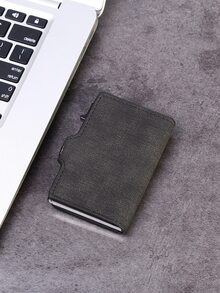 Wcarno 極簡固色商務卡片夾皮夾輕便攜帶信用卡、身份證、白領出差旅行,送禮、送情、送福利禮品、配件、禮品等 - 黑色 - 查看 4