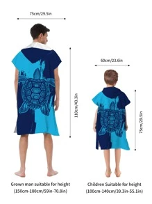 1 件套海龟图案披肩毛巾夏季婚礼家居浴室装饰沙滩装返校 - 彩色 - 查看 2