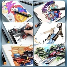 24 Pieces Double Tip Marker Set 24 Pieces - Black - View 5