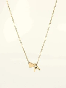 1 chiếc vòng cổ trái tim hình xương đòn 26 chữ cái tiếng Anh đơn giản và thời trang - Vàng - Xem 3