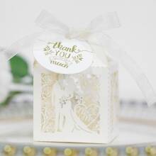 25 cái Ngà voi Love Tim Laser Cut Kẹo Sô cô la Hộp Đóng gói Với Cảm ơn Nhãn , Cho đám cưới , Ngày lễ tình nhân , Buổi tiệc , Ngày kỷ niệm Đồ trang trí - Màu be - Xem 2