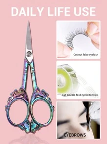 4.7in Butterfly Style Eyebrow Scissors, Small Lash Scissors For Women, Stainless Steel Brow Scissors For Nose Beard Mustache Facial Hair, Craft, Artwork, Needlework Yarn, Handicraft DIY Tool, Thread Snips(Rainbow),Makeup,Cheap,Room Decor,Vanity,Travel,Bedroom,Makeup Accessories