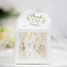 25 cái Ngà voi Love Tim Laser Cut Kẹo Sô cô la Hộp Đóng gói Với Cảm ơn Nhãn , Cho đám cưới , Ngày lễ tình nhân , Buổi tiệc , Ngày kỷ niệm Đồ trang trí - Màu be - Xem 4
