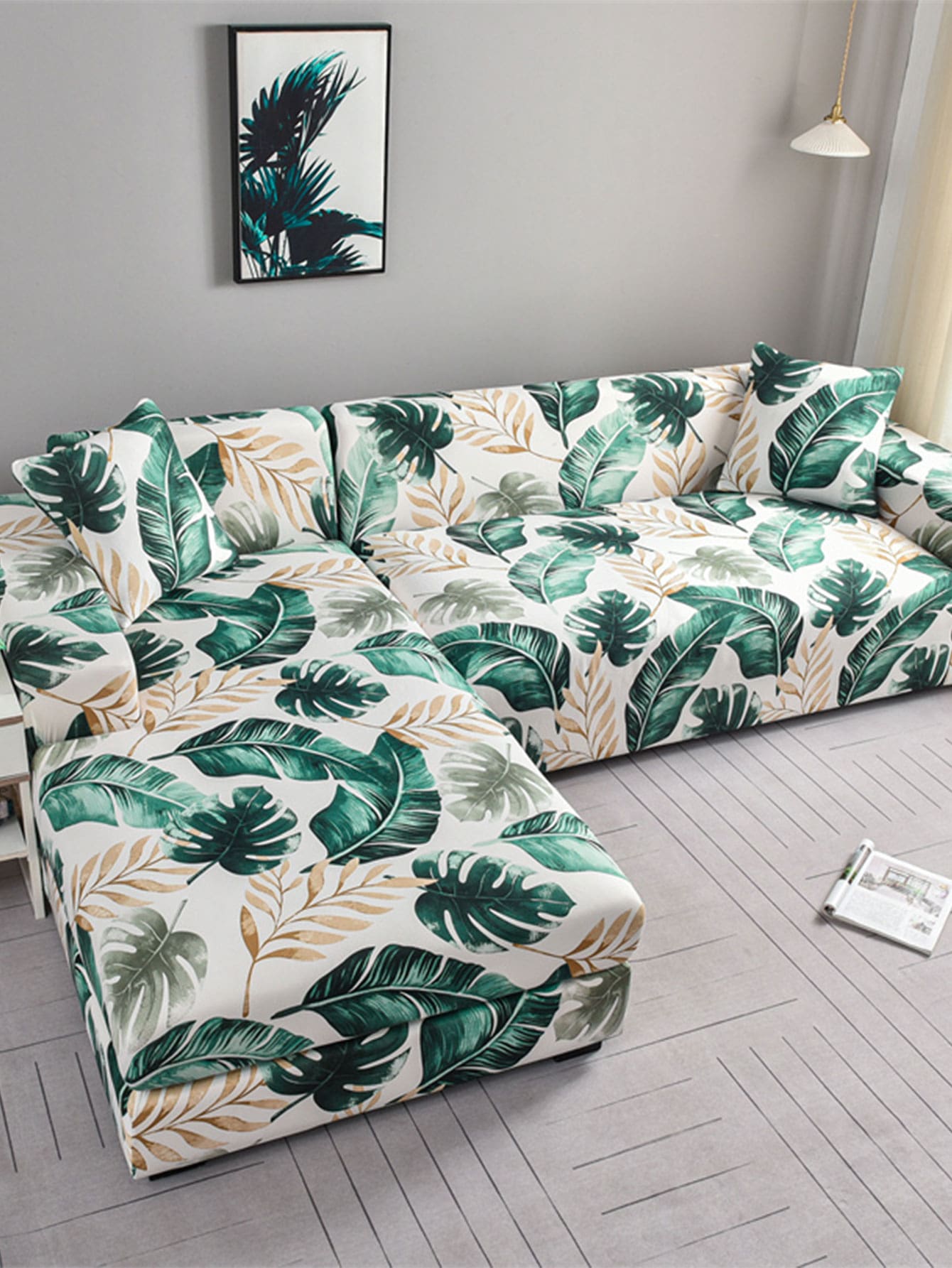 1入組印花彈性沙發套客廳家用防滑沙發保護套 - 彩色 - 查看 1