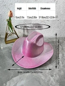 1 chiếc mũ cao bồi lấp lánh cho cả nam và nữ cho bữa tiệc - Màu Hồng Tươi - Xem 6