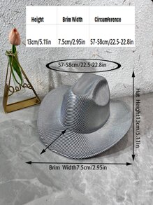 1pc Unisex Holographic Cowboy Hat For Party - Black - View 6
