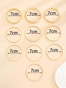 10pcs/set Fashionable Metal Bracelets, Western Bohemian Style, Vintage And Minimalist, For Daily Wear By Men And Women