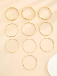 10pcs/set Fashionable Metal Bracelets, Western Bohemian Style, Vintage And Minimalist, For Daily Wear By Men And Women