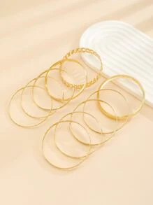 10pcs/set Fashionable Metal Bracelets, Western Bohemian Style, Vintage And Minimalist, For Daily Wear By Men And Women