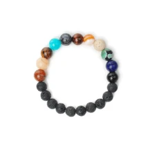 Solar System Bracelet With 8 Planets Natural Stone & Lava Beads Bracelet - Black volcanic stone 8 planets bracelet - View 2