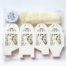 25 cái Ngà voi Love Tim Laser Cut Kẹo Sô cô la Hộp Đóng gói Với Cảm ơn Nhãn , Cho đám cưới , Ngày lễ tình nhân , Buổi tiệc , Ngày kỷ niệm Đồ trang trí - Màu be - Xem 5
