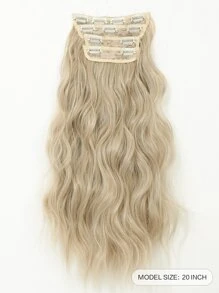 彩色20英寸長自然波浪狀髮型熱阻纖維合成髮片 - 彩色 - 查看 2