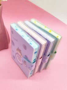 1 Máy tính xách tay họa tiết cô gái hoạt hình có khóa, Nhật ký đa năng sáng tạo Máy tính xách tay cho tài khoản cầm tay - Hồng - Xem 6