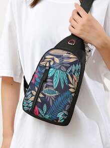 女士胸包，时尚新款牛津布单肩斜挎包，印花胸包斜挎包 - 彩色 - 查看 2