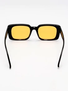 1 件方形边框小号复古嘻哈铆钉时尚眼镜 - 黃色 - 查看 4