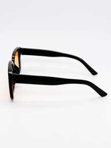 1 件方形边框小号复古嘻哈铆钉时尚眼镜 - 黃色 - 查看 2