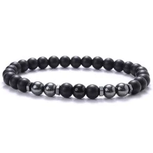 1件女男通用抗腫黑曜石珠鏈腳鍊，磁石治療石榴石綴鏈ＡＢ色黑色膽固醇腳鍊，緩解焦慮瑜伽珠寶腳鍊手鐲，脈輪能量保護女男禮物